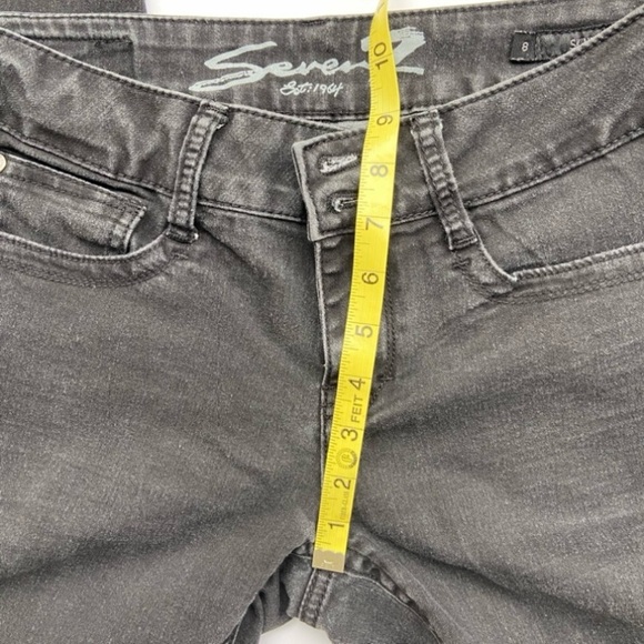 Seven7 For All Mankind Embroidered Rhinestone Pockets Skinny Jeans Black Denim 8 - Picture 12 of 17